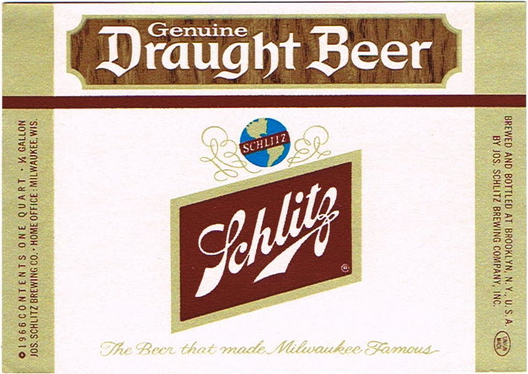 Item 92221 1966 Schlitz Draught Beer Label