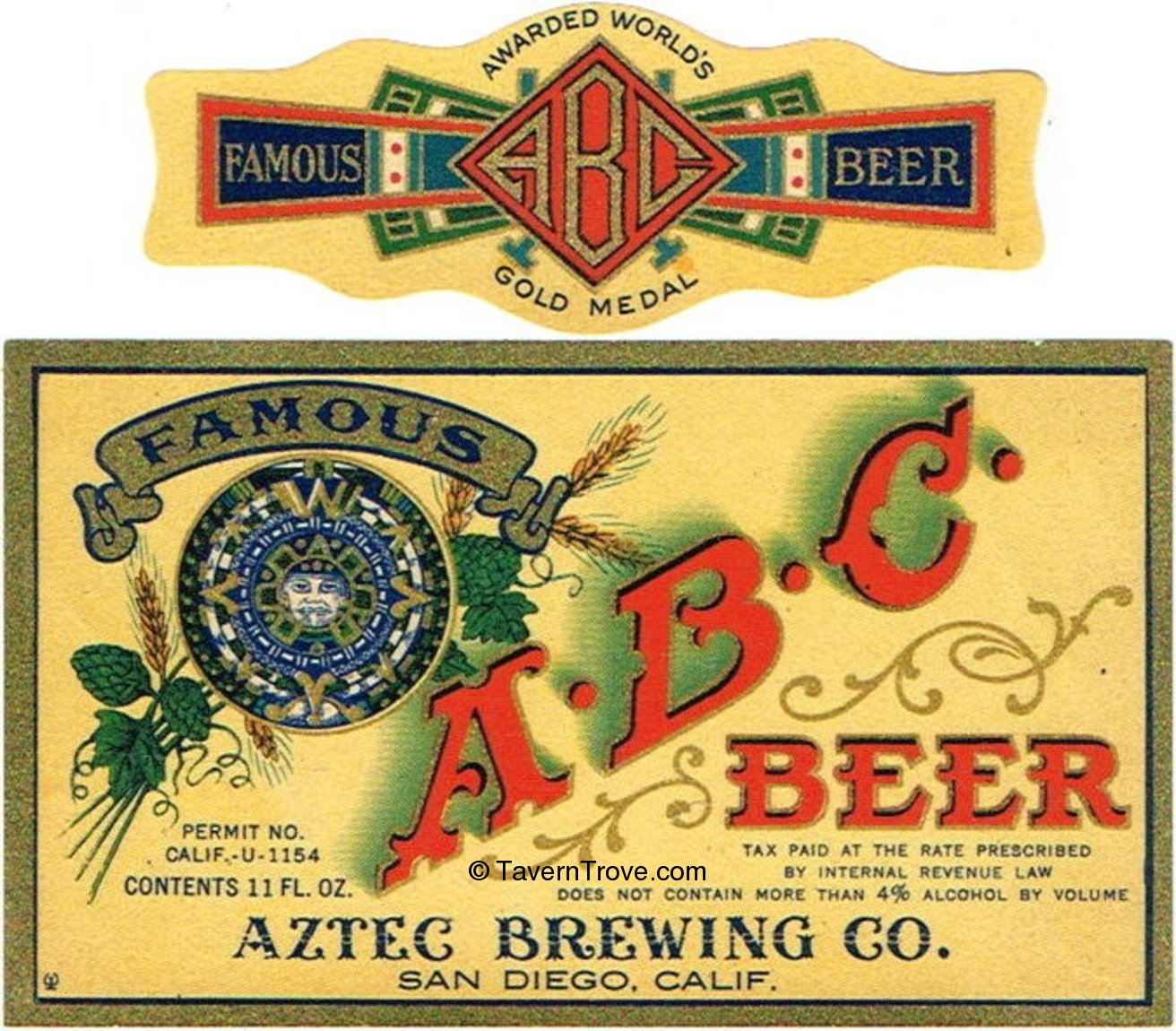 Item #91683 1933 A.B.C. Beer Label WS30-20