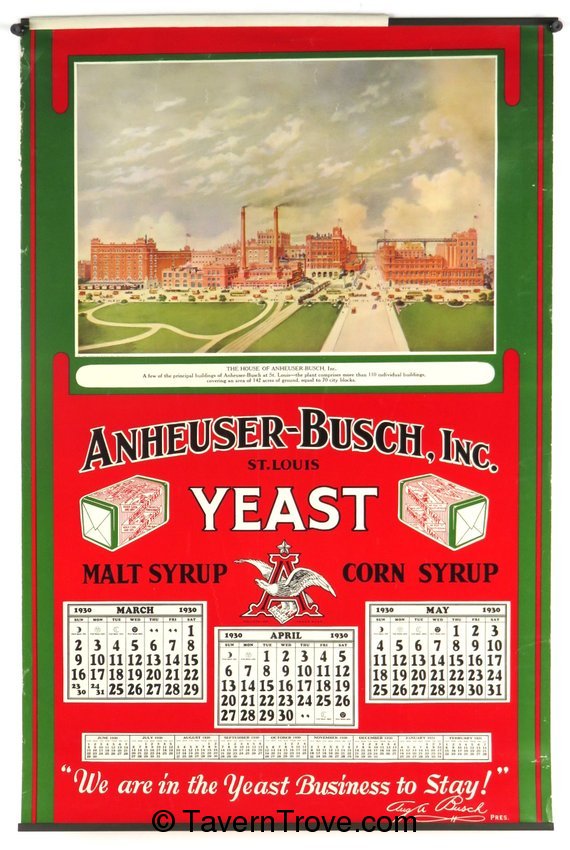 Anheuser Busch Yeast 1935 calendar