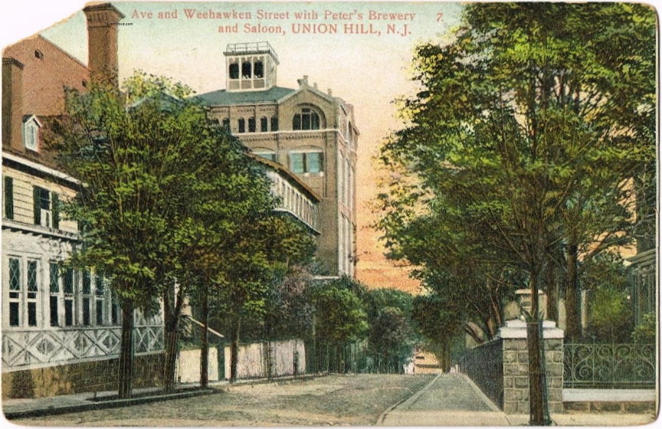 Ave and Weehawken Street With Peter's Brewery And Saloon