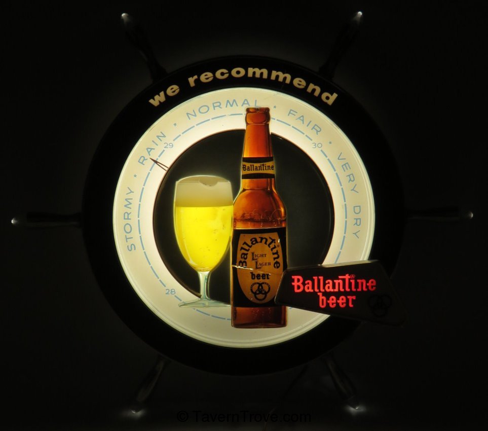 Ballantine Beer Ship's Helm Illuminated Barometer