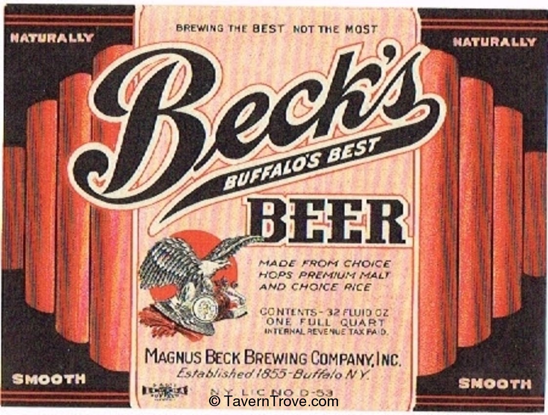 Item #67484 1937 Beck's Beer Label NY10-24