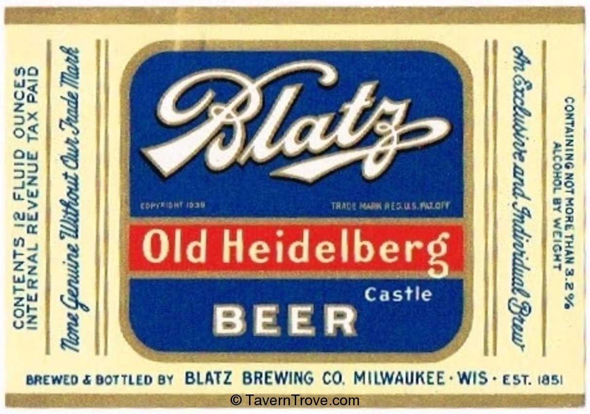 Blatz Old Heidelberg Castle Beer