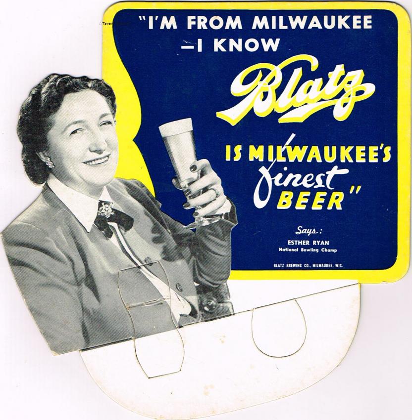 Blatz Beer Esther Ryan Bowling Bottle Topper