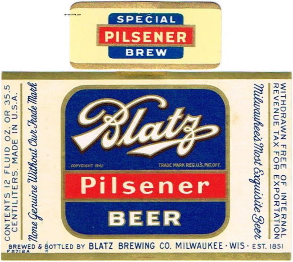 Blatz Pilsener Beer (Withdrawn Free) (F 0712A)