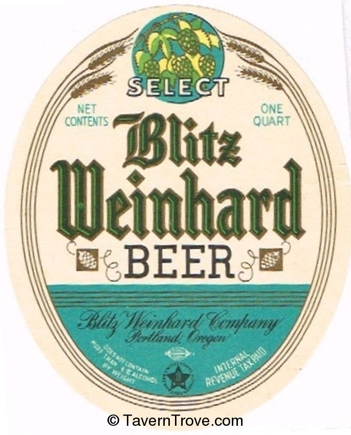 Blitz Weinhard Select Beer