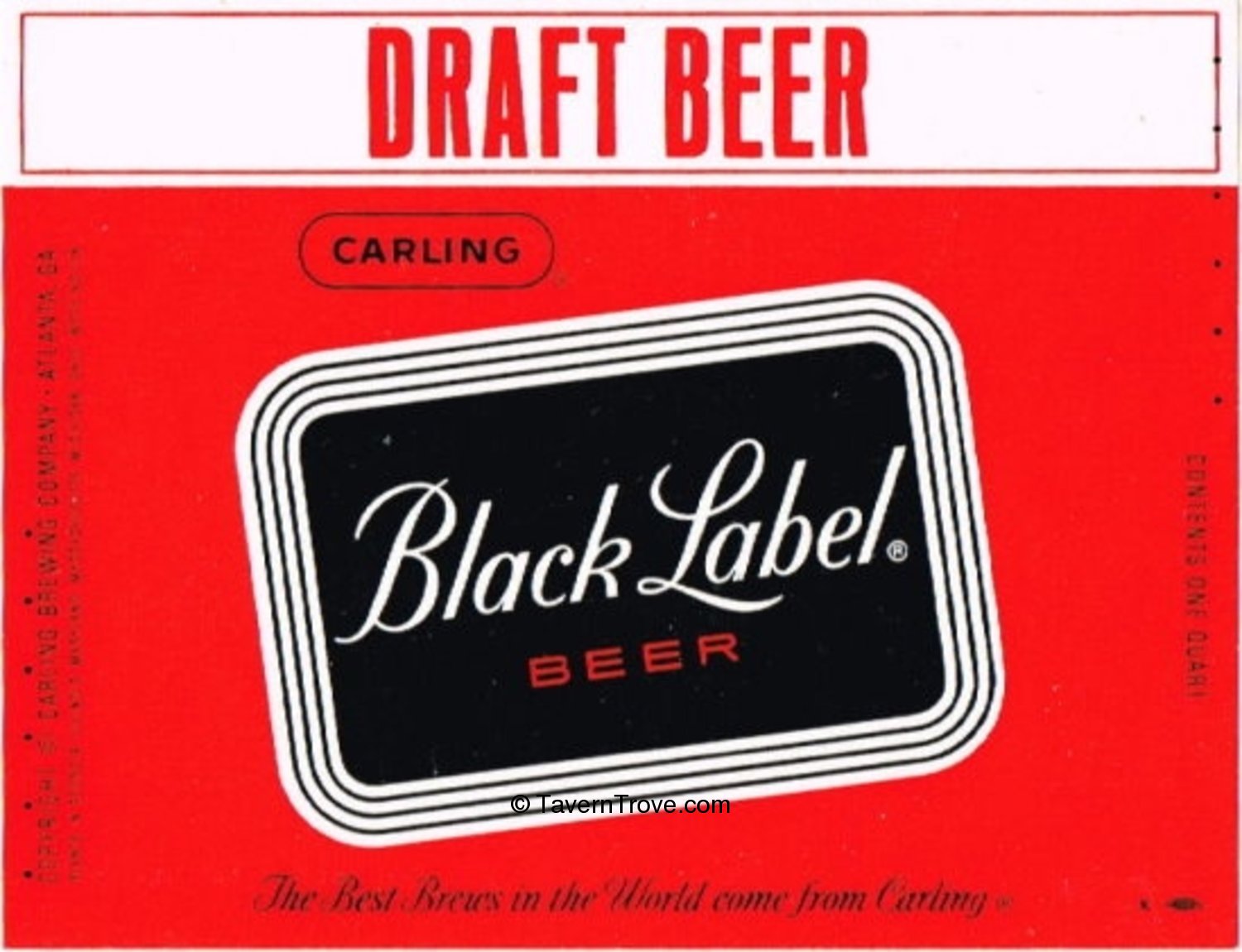 Item 73192 1960 Carling Black Label Draft Beer Label