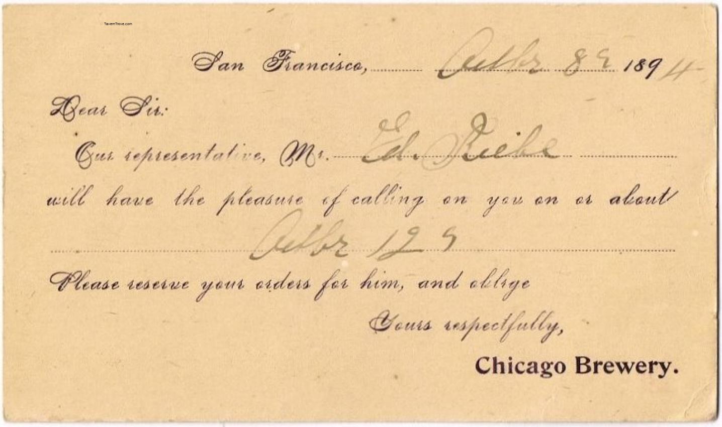 Chicago Brewery Card of Introduction