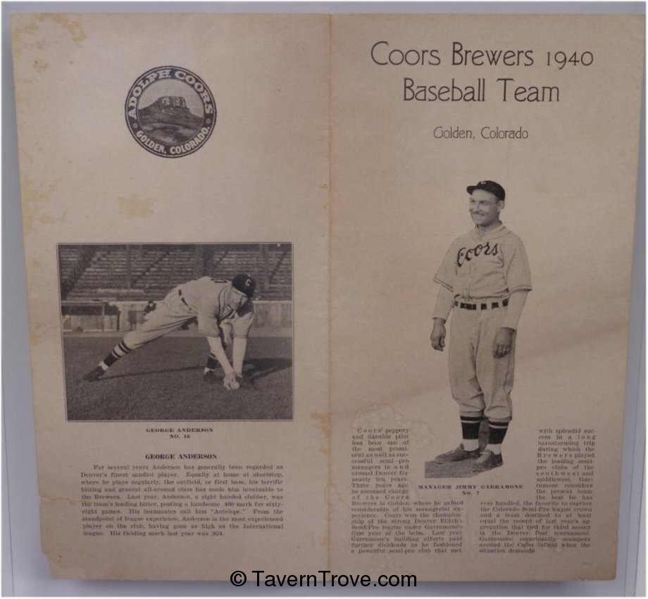 Coors Brewers 1940 Baseball Team