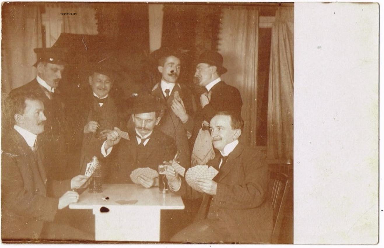 Dandies Smoking, Playing Cards, and Drinking Beer RPPC