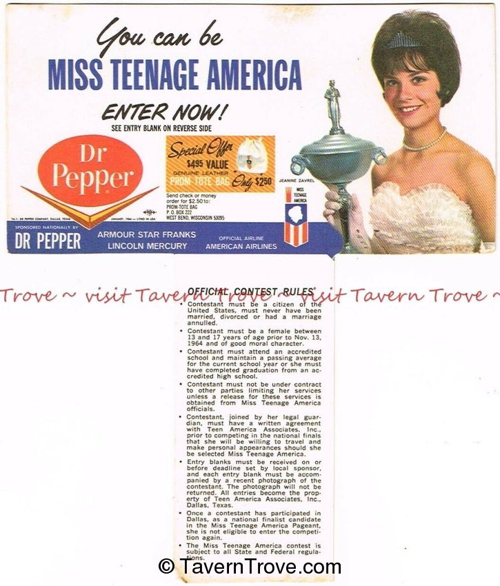 Dr. Pepper Miss Teenage America Entry Form