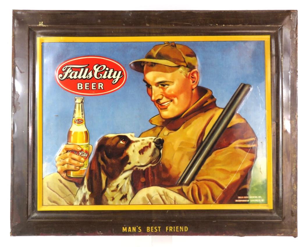 Falls City Beer self-framed tin