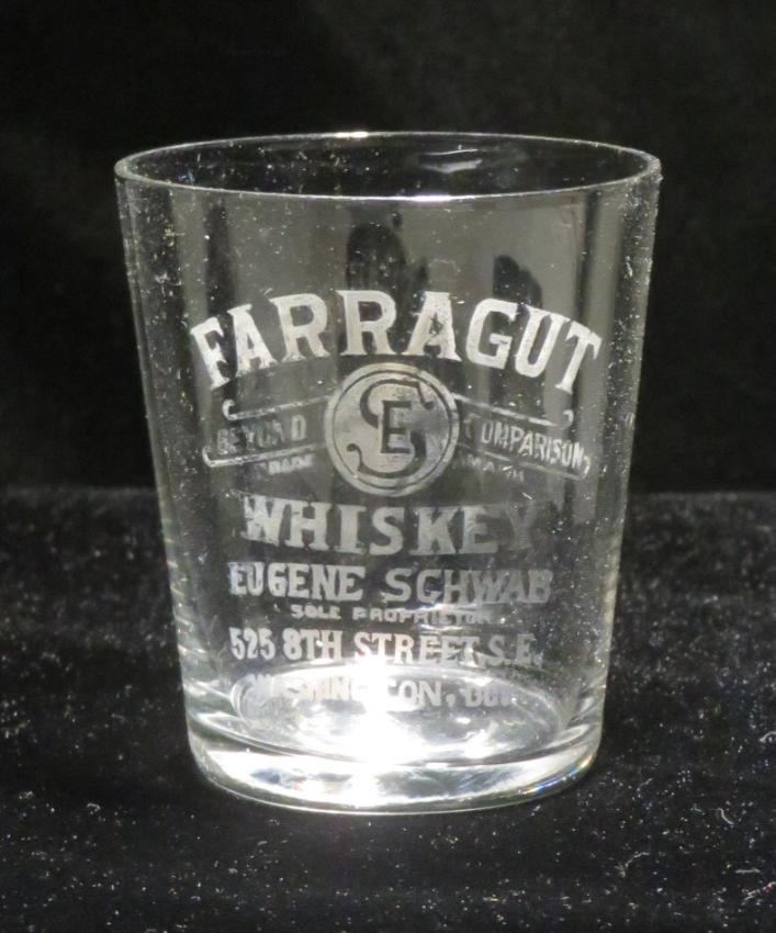 Farragut Whiskey Eugene Schwab Shot Glass Washington DC