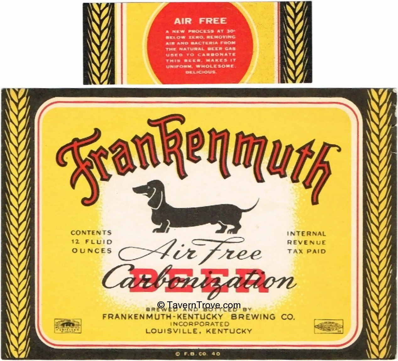 Item 37101 1939 Frankenmuth Beer Label ES3611