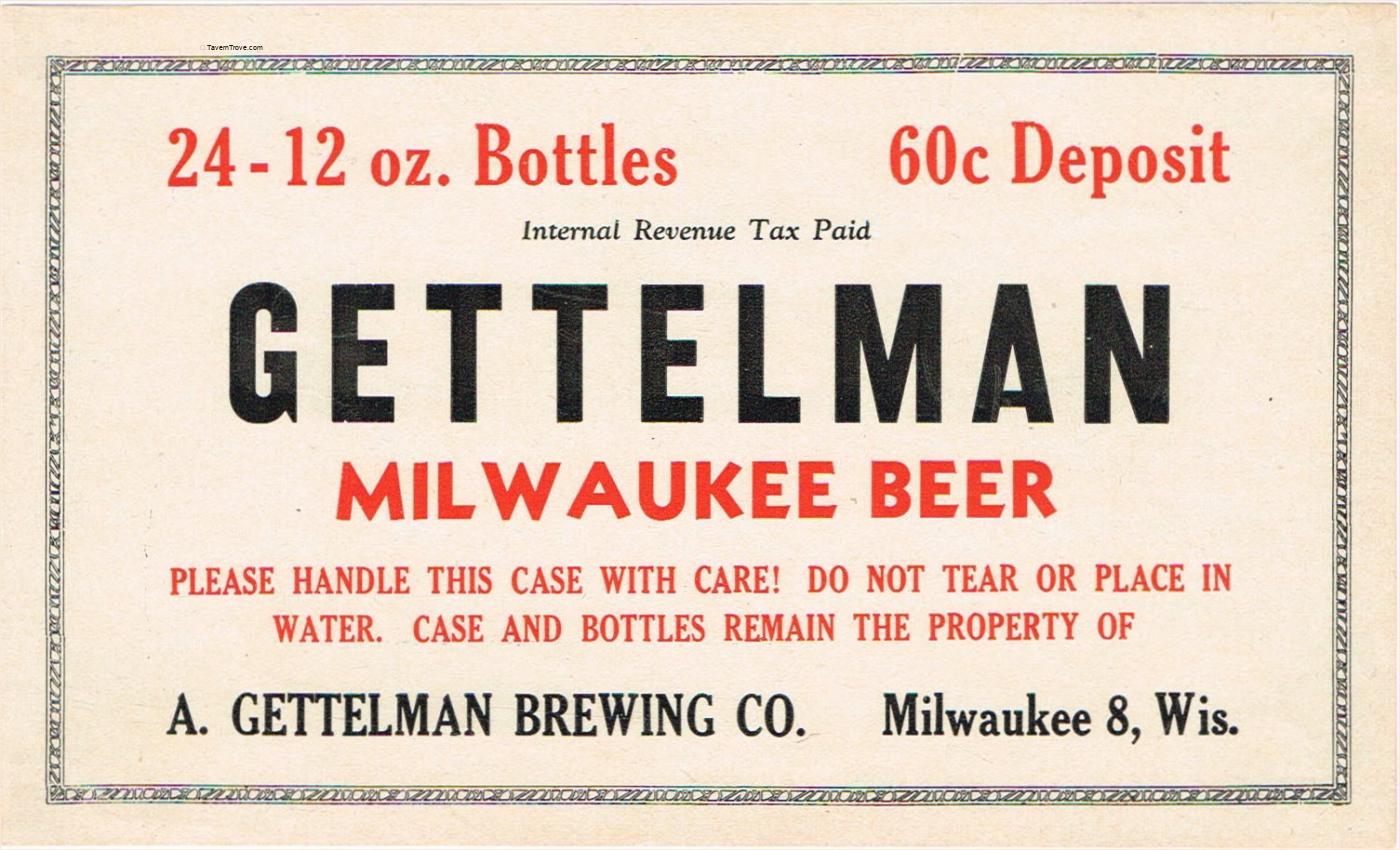 Gettelman Milwaukee Beer case label