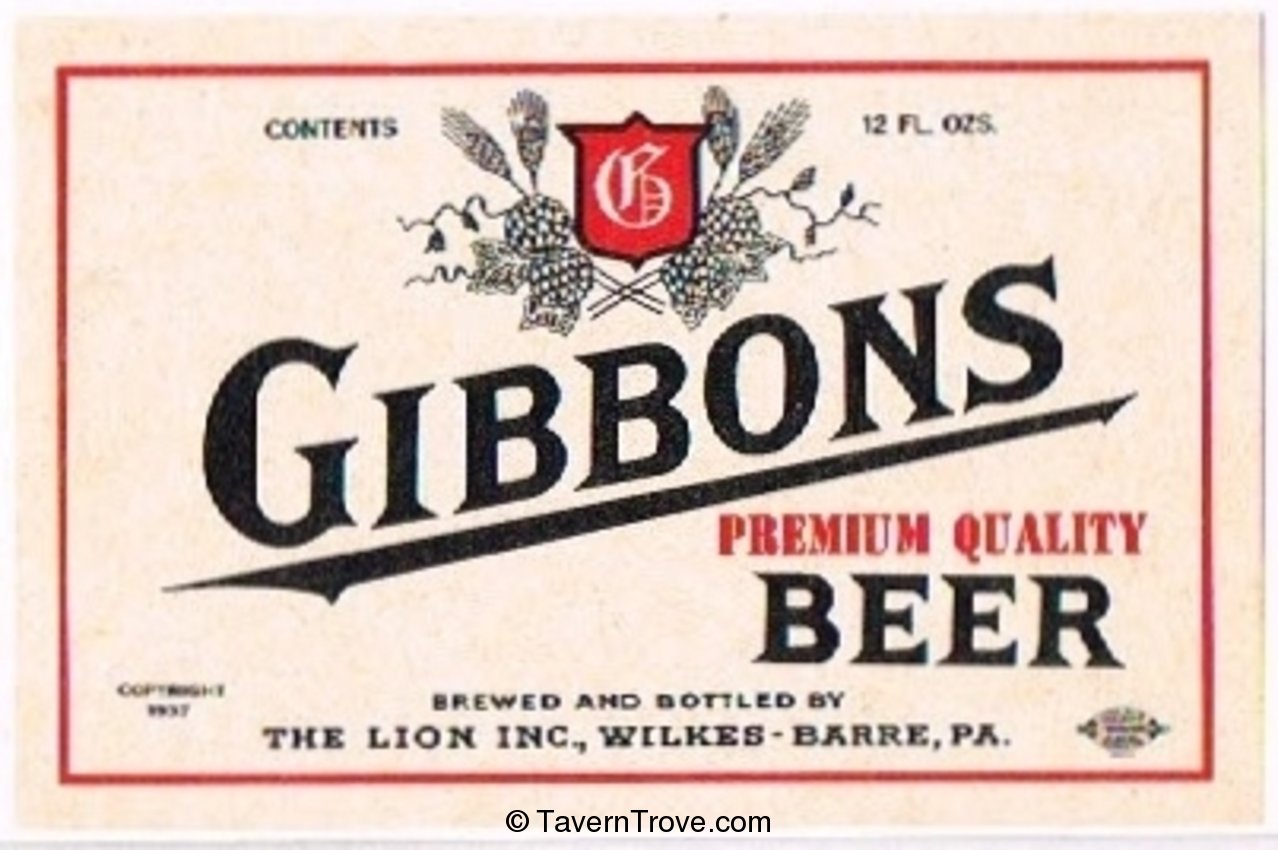 Gibbons Premium Quality Beer