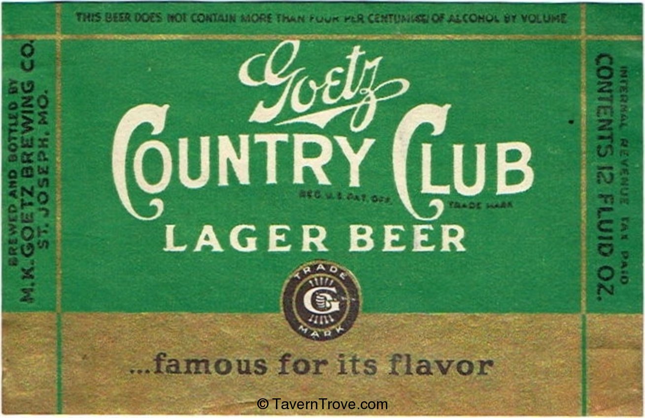 Goetz Country Club Lager Beer