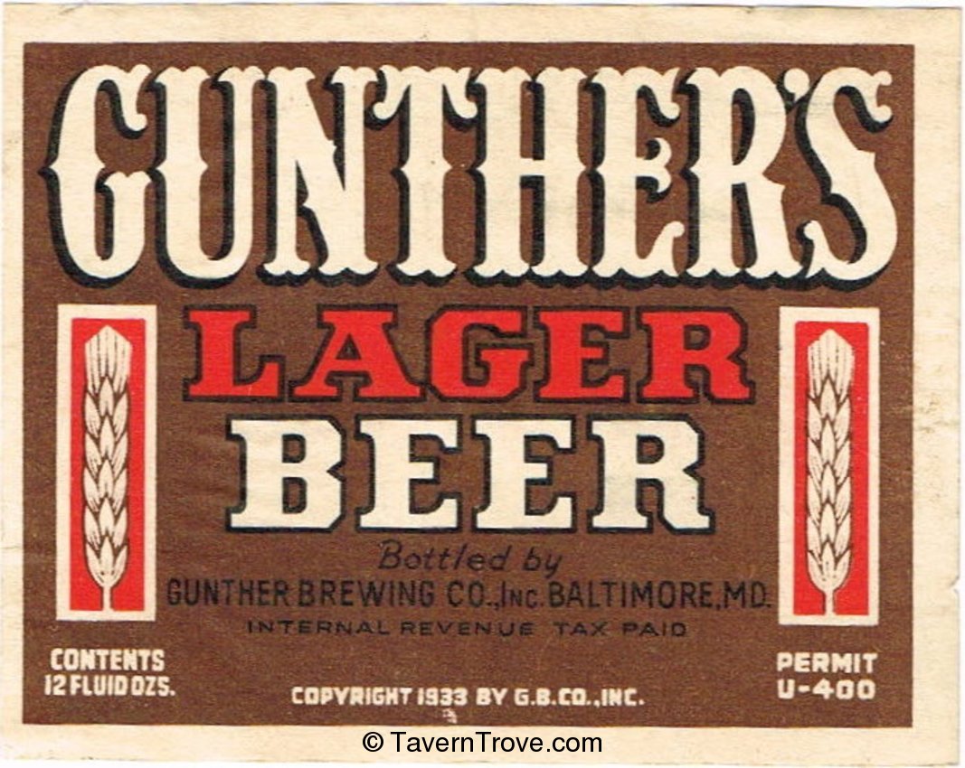 Gunther's Lager Beer