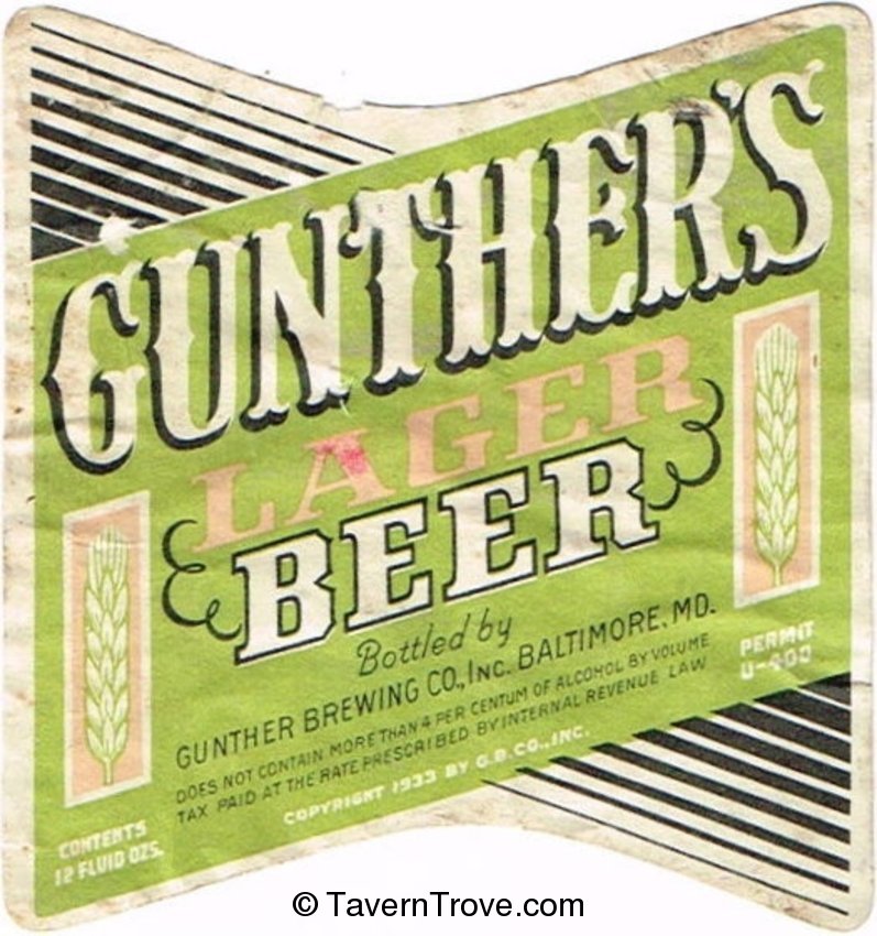 Gunther's Lager Beer