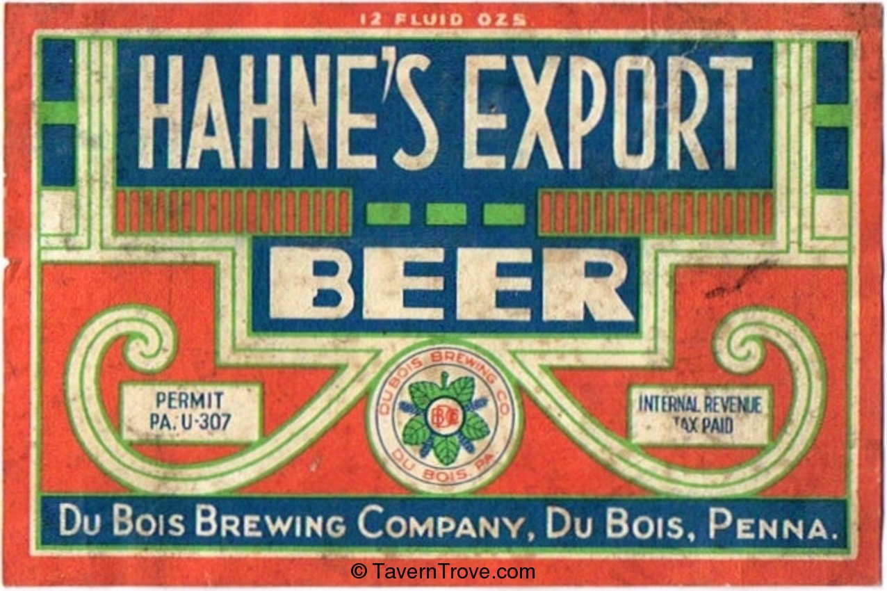 Hahne's Export Beer 