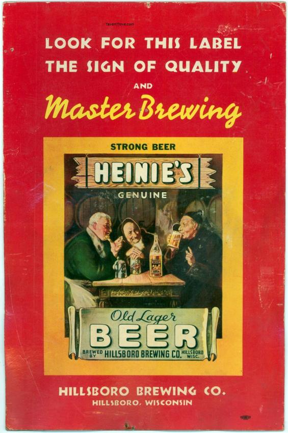 Heinie's Old Lager Beer Cardboard Tacker