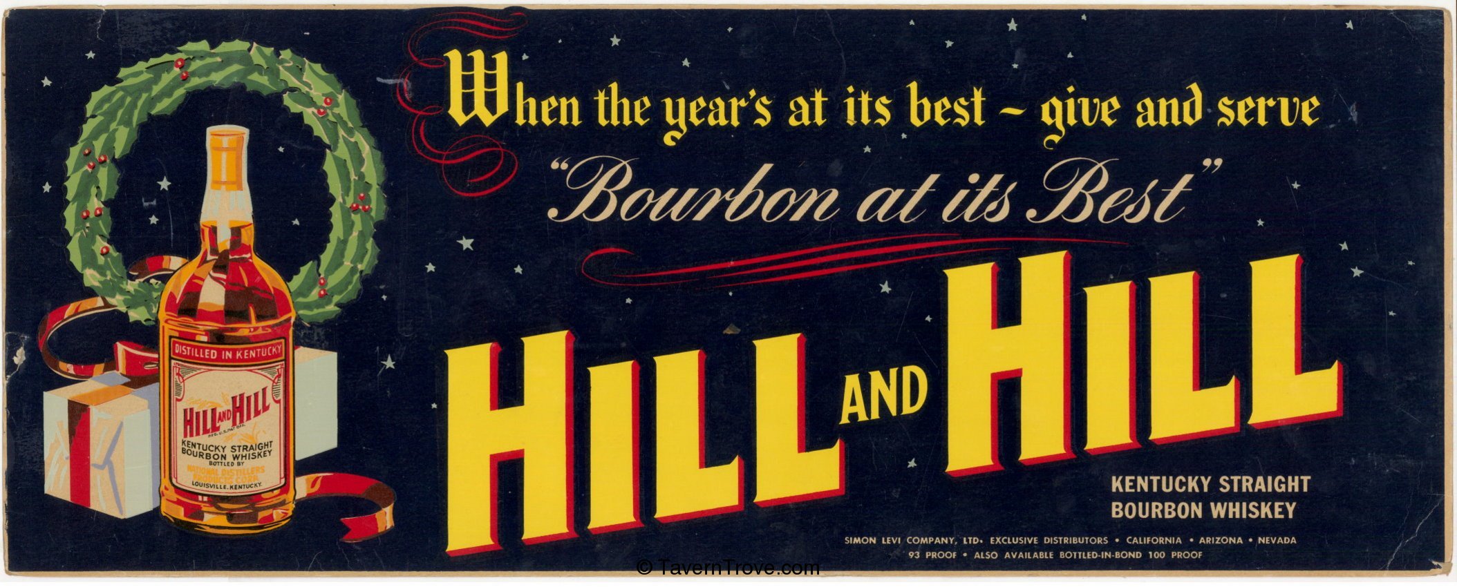 Hill and Hill Whiskey Christmas Trolley Sign