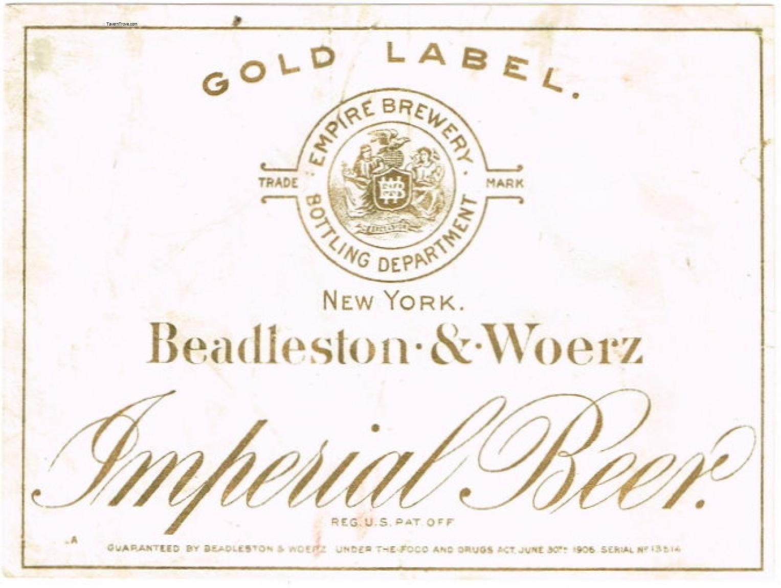 Item #86560 1906 Imperial Beer Label No Ref.