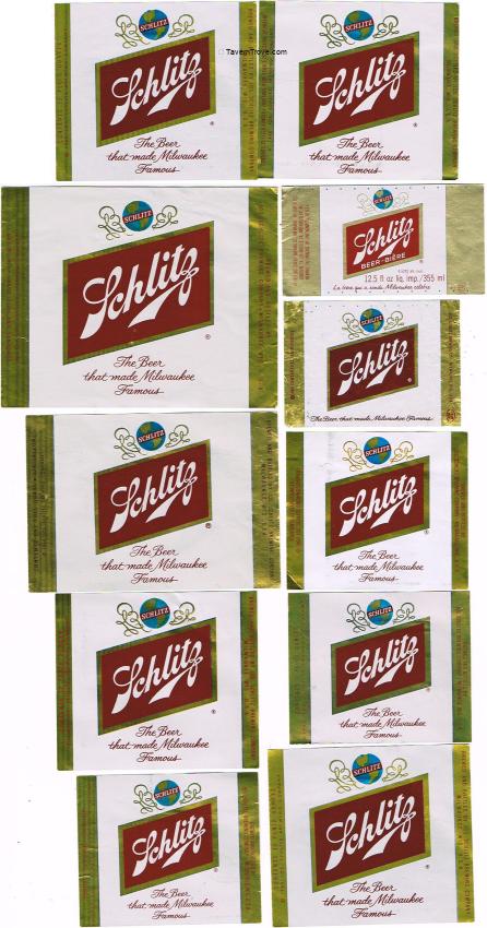 Lot of 11 1960s Schlitz Metallic Gold Beer Labels