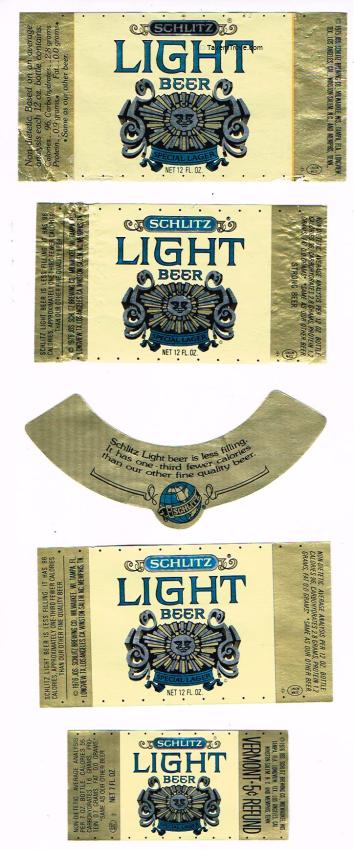 Lot of 12 1970s Schlitz Light Beer Labels