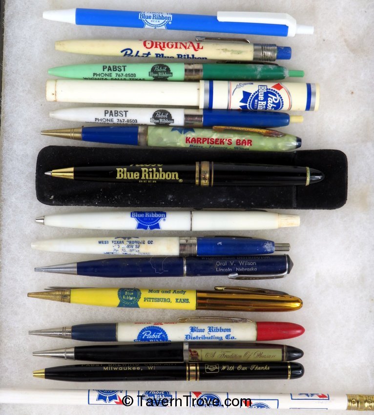 Lot of 15 1940s-80s Pabst Beer Pens & Pencils