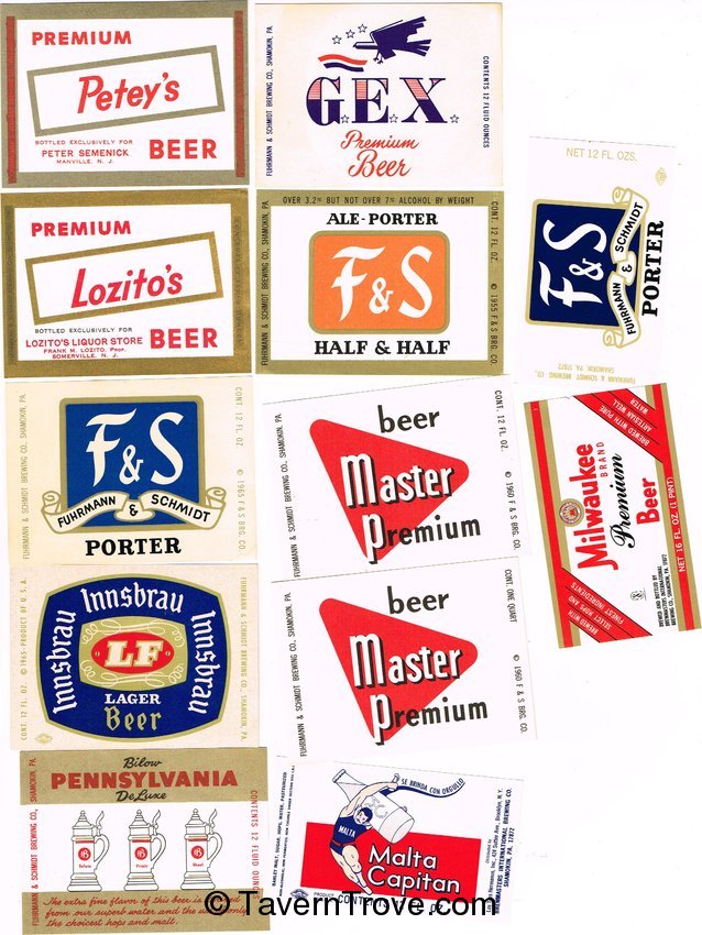 Lot of 26 Unused 1950s-60s Fuhrman & Schmidt Beer Labels
