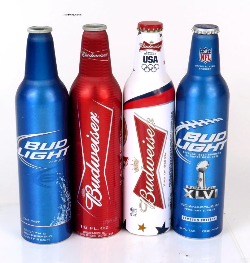 Lot of 4 Budweiser Beer Aluminum Bottles