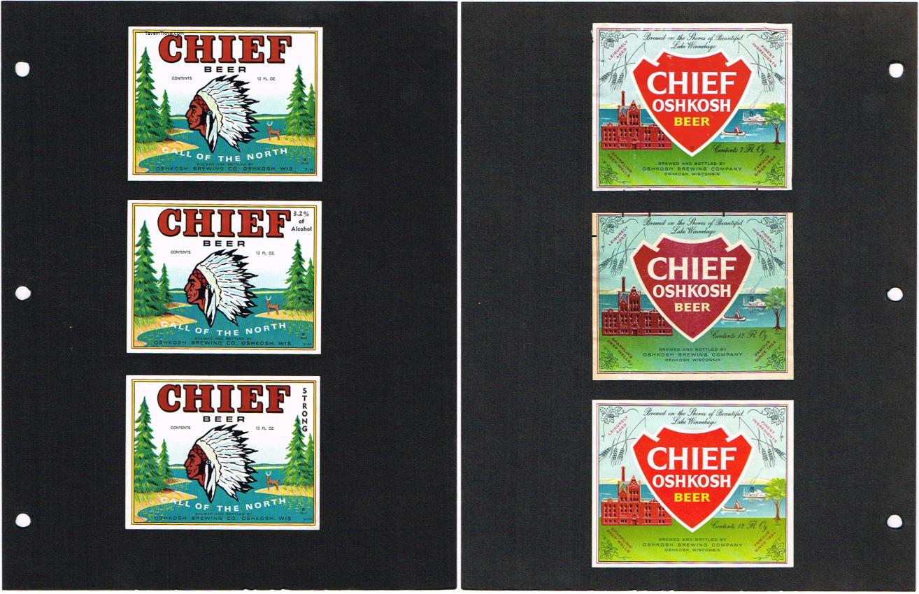 Lot of 6 Chief Oshkosh Beer