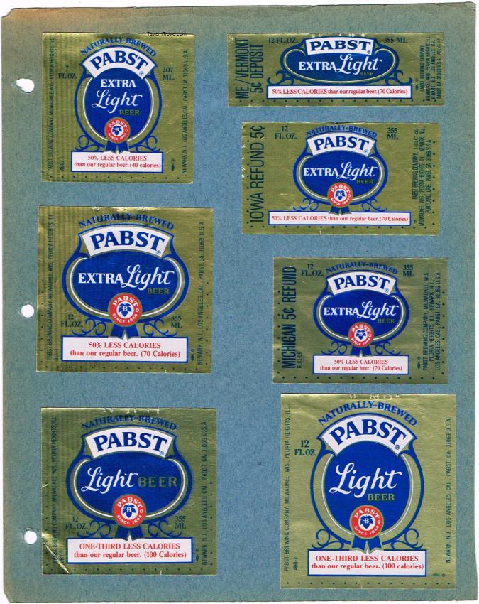 Lot of 7 Pabst Extra Light Beer