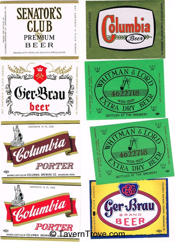 Lot of 8 Unused 1950s-60s Columbia Beer Labels