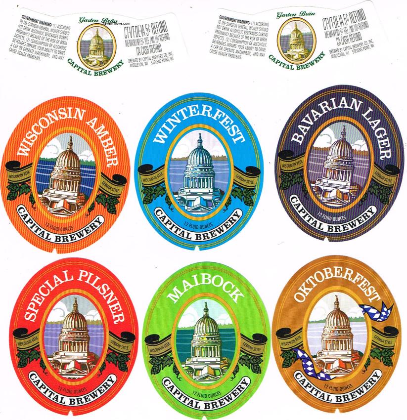 Lot of EIGHT Capital Brewery Labels