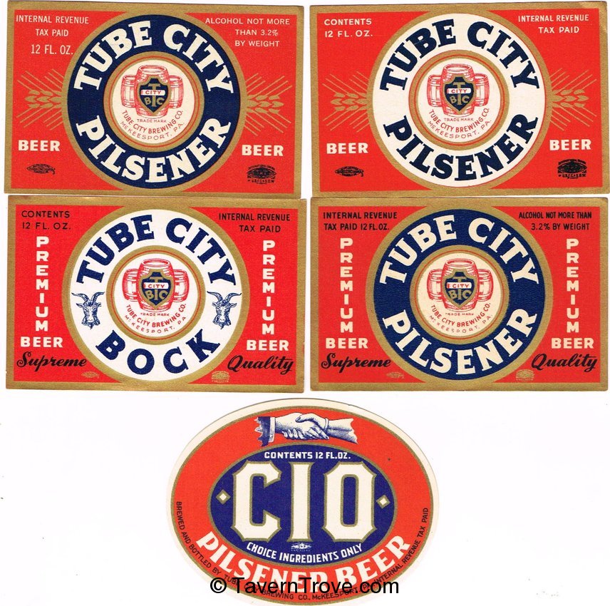 Lot of Five Tube City Beer Labels