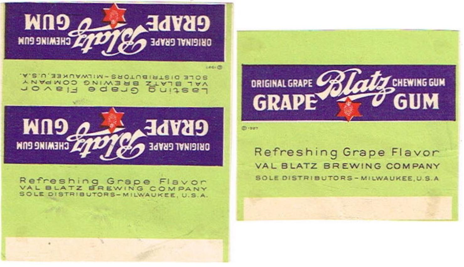 Lot of Two Blatz Grape Gum Labels