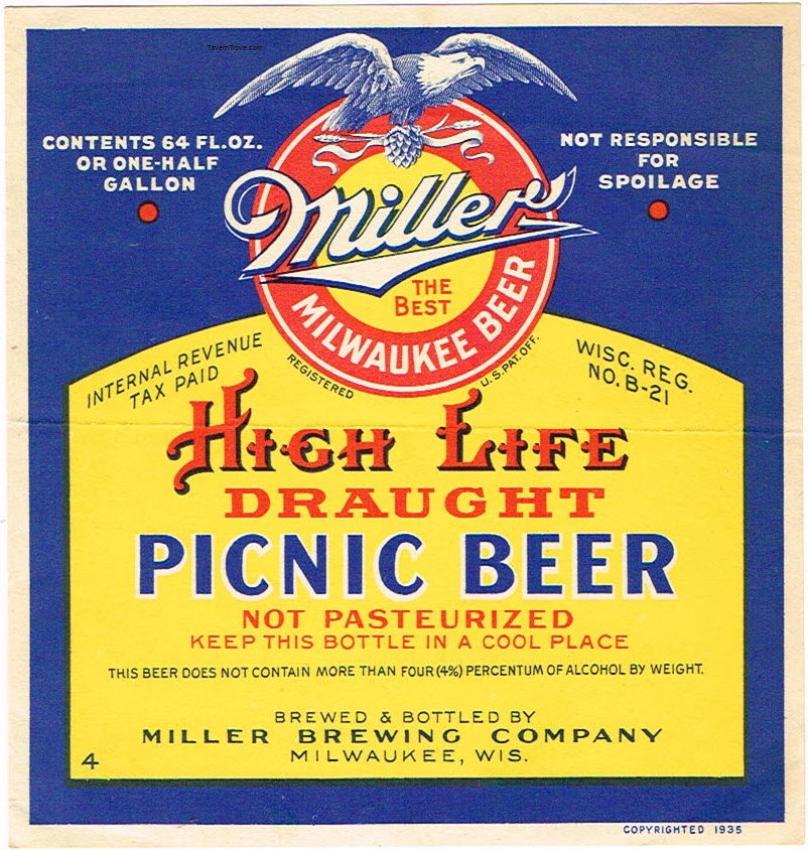 Miller High Life Picnic Beer