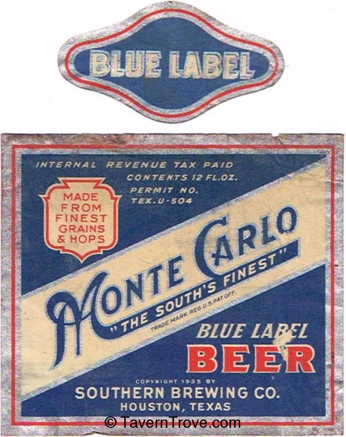 Monte Carlo Blue Label Beer