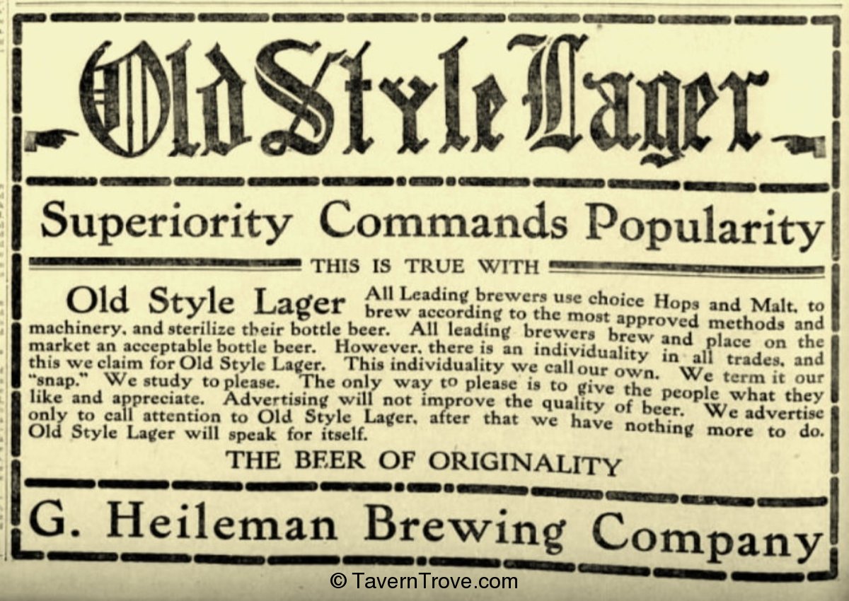 Item 41312 1909 Old Style Lager Beer Paper Ad