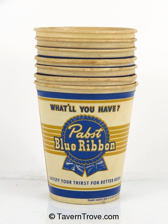 Lot of Seven Pabst Blue Ribbon Beer Wax Cups