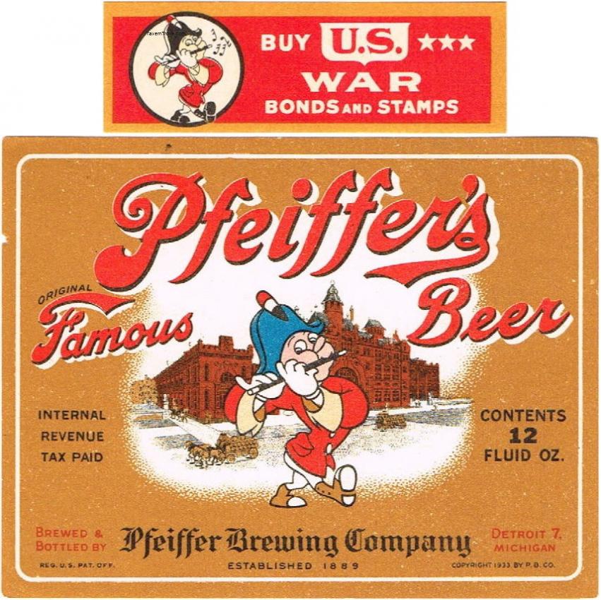 Pfeiffer's Famous Beer (War Bonds Neck Label)