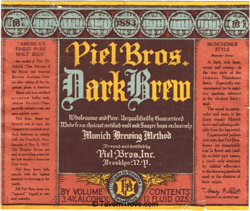 Piel Bros. Dark Brew Beer