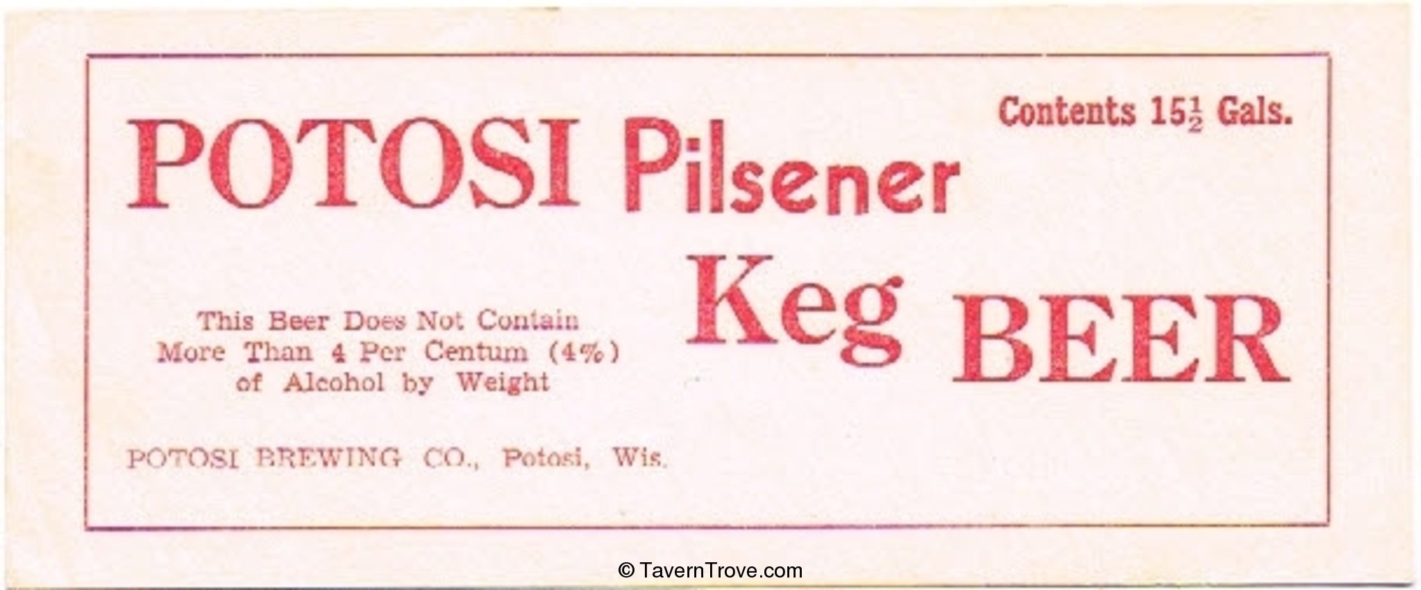 Potosi Pilsener  Keg Beer