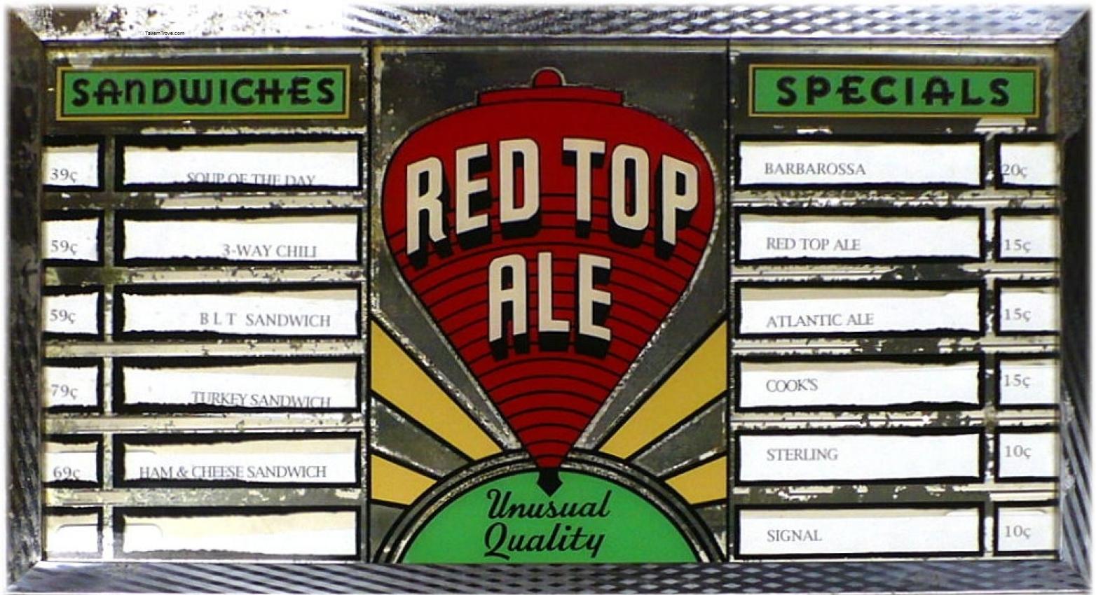 Red Top Ale menu board