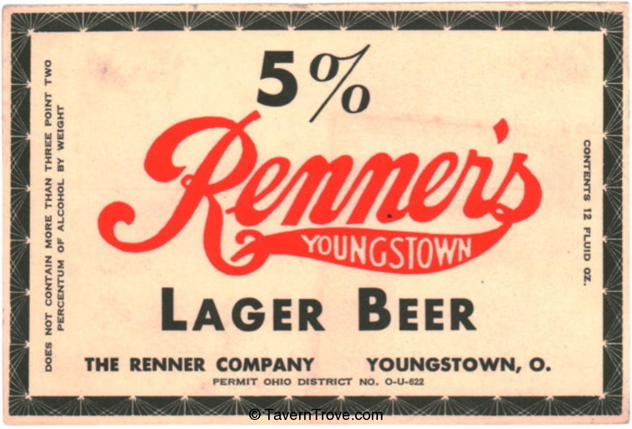 Renner's Youngstown Lager Beer