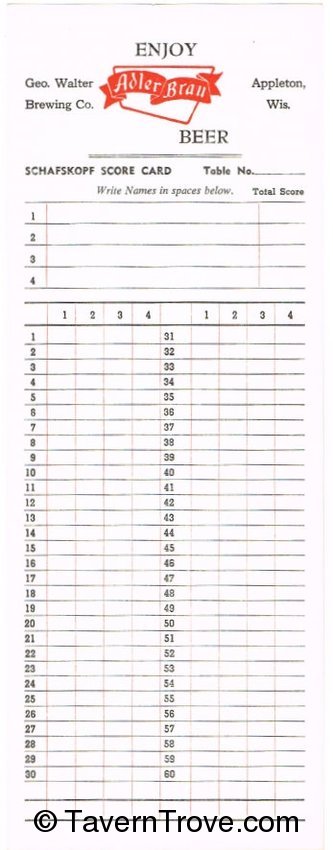 Schafskopf Score Card