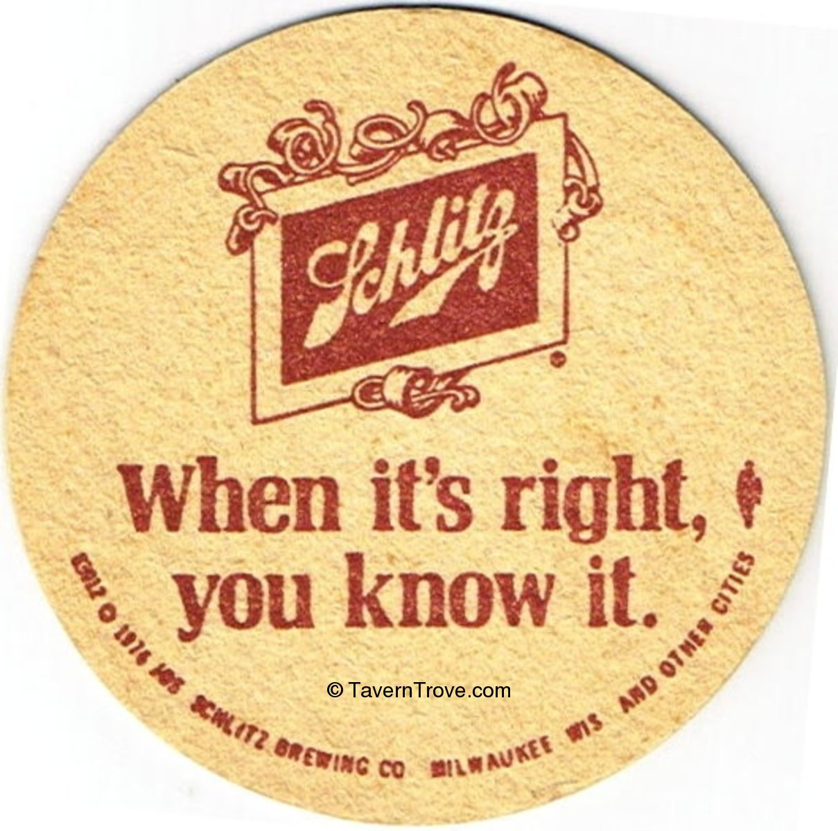 Item #79006 1976 Schlitz Beer Coaster WI-SCH-15A