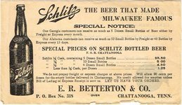 Schlitz Beer order form